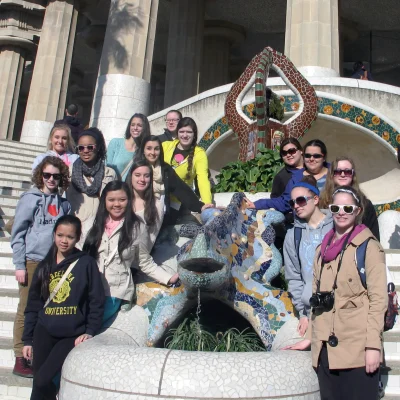 A group of MSM students traveling abroad in Barcelona, Spain